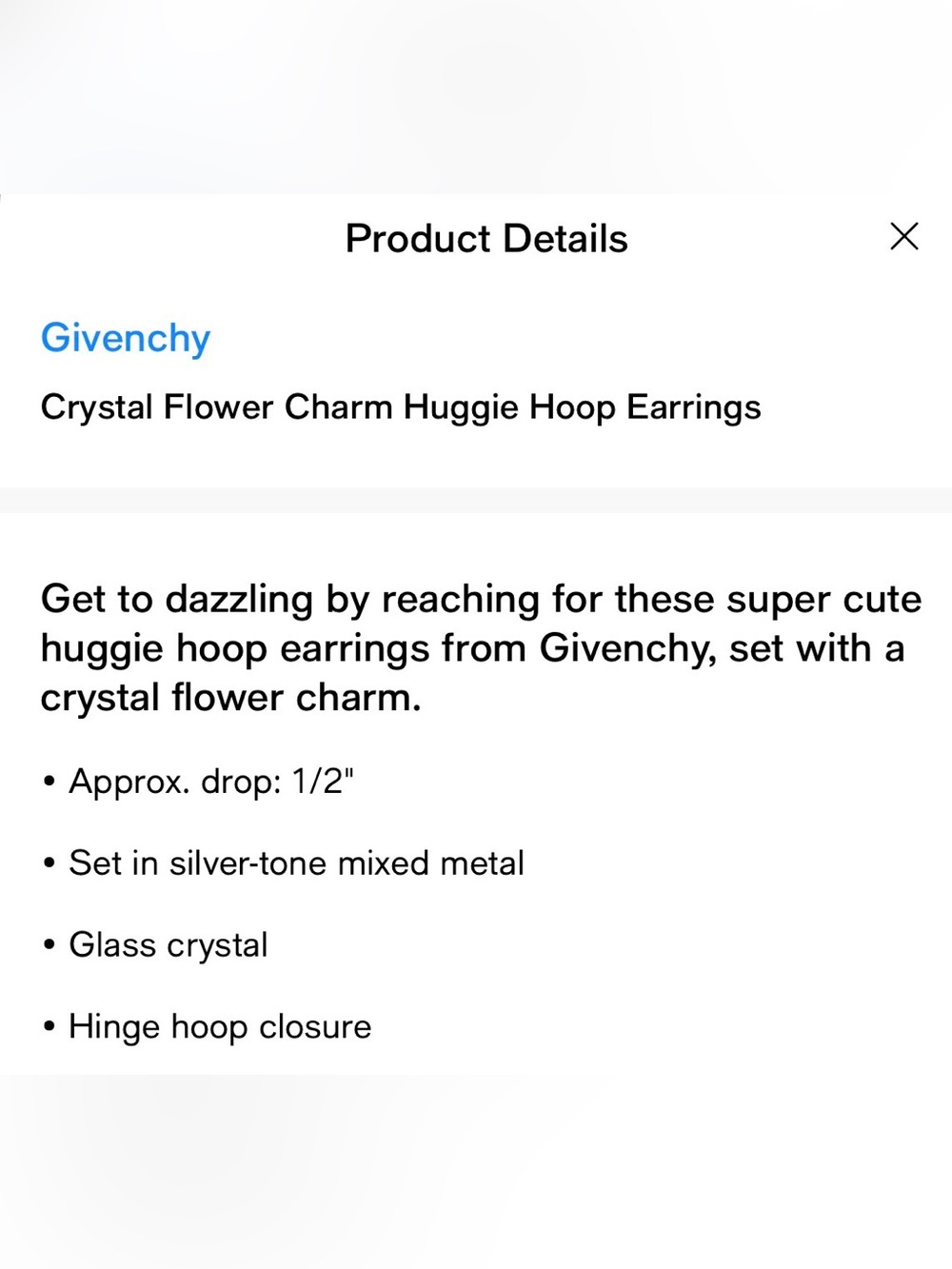 NWT! Givenchy Crystal Flower Charm Huggie Hoop Earrings - Picture 10 of 10